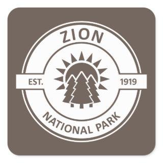Zion National Park Sun Trees Square Sticker