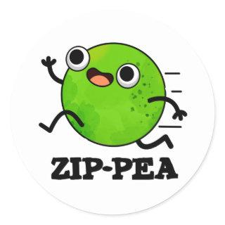 Zip-pea Funny Zippy Pea Pun  Classic Round Sticker
