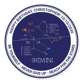Zodiac Constellation Gemini Classic Round Sticker