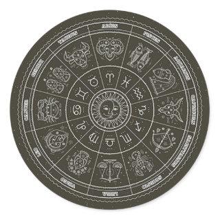 Zodiac Constellation Wheel Classic Round Sticker