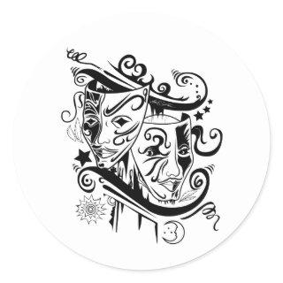 Zodiac - Gemini -  Black & White  Classic Round Sticker