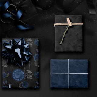 Zodiac Magic | Dark Navy Blue Gothic Skull Roses  Sheets