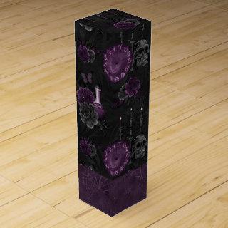 Zodiac Magic | Dark Purple Plum Gothic Skull Roses Wine Box