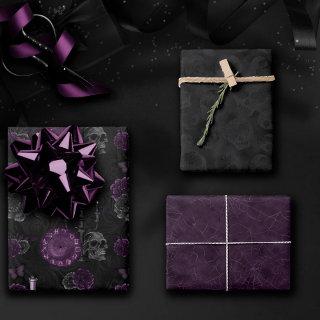 Zodiac Magic | Dark Purple Plum Gothic Skull Roses  Sheets