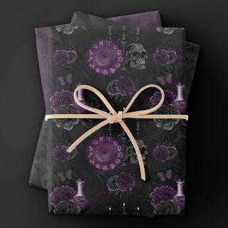 Zodiac Magic | Dark Purple Plum Gothic Skull Roses  Sheets