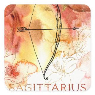 Zodiac Sagittarius horoscope archer orange gold Square Sticker