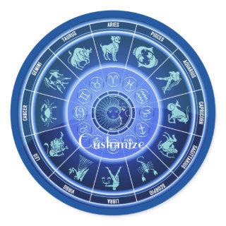 Zodiac Sun Sign Astrology Calendar Thunder_Cove Classic Round Sticker