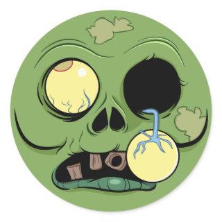 Zombie Face with Eye Popping Out Classic Round Sticker