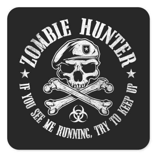 zombie hunter undead living dead square sticker