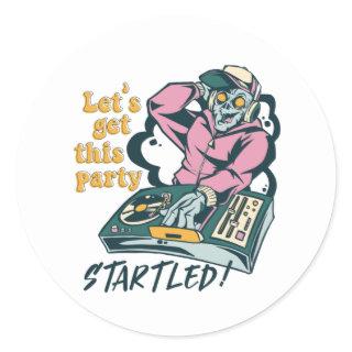 Zombie Music DJ Retro Halloween Party Classic Round Sticker