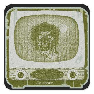 Zombie on TV Square Sticker