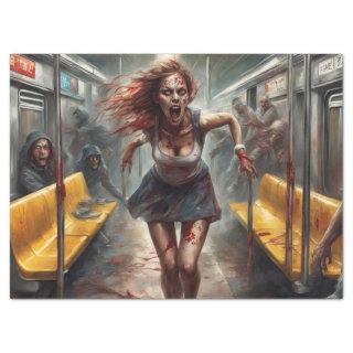 Zombie Outbreak On Train Decoupage Tissue Paper