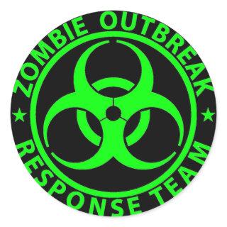 Zombie Outbreak Response Team Neon Green Classic Round Sticker