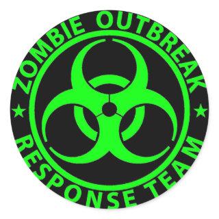 Zombie Outbreak Response Team Neon Green Classic Round Sticker