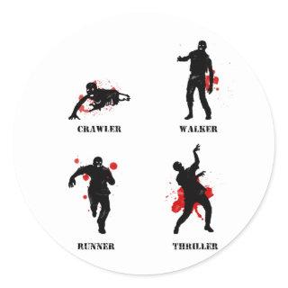 zombie walker crawler classic round sticker