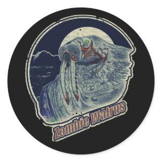 Zombie Walrus R Classic Round Sticker