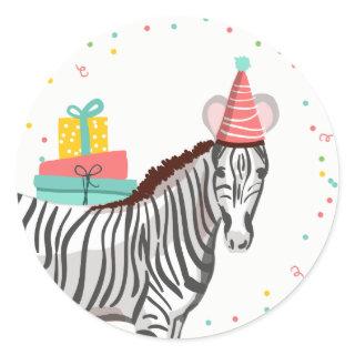 Zoo Party Animals Safari Jungle Wild Zebra Classic Round Sticker