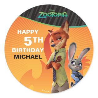 Zootopia Birthday Classic Round Sticker